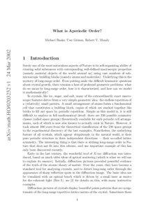 What is Aperiodic Order?  arXiv:math.HO[removed]v1 24 Mar 2002