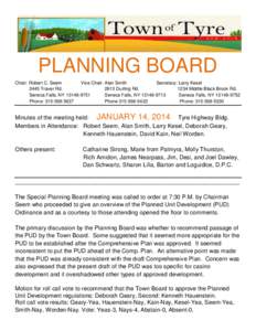 PLANNING BOARD Chair: Robert C. Seem Vice Chair: Alan Smith Secretary: Larry Kesel 2445 Traver Rd[removed]Durling Rd.