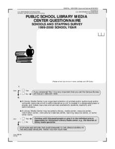 Public School Library Media Center Questionnaire, Schools and Staffing Survey (SASS[removed]School Year