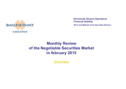 Directorate General Operations Financial Stability Short and Medium-Term Securities Division Monthly Review of the Negotiable Securities Market