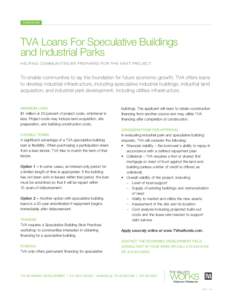 incentives  TVA Loans For Speculative Buildings and Industrial Parks Helping communities be prepared for the next project