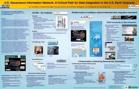 U.S. Geoscience Information Network: A Critical Path for Data Integration in the U.S. Earth Sciences M. Lee Allison, Arizona Geological Survey, Tucson, AZ and Kevin Gallagher, U.S. Geological Survey, Reston VA U.S. Geosc