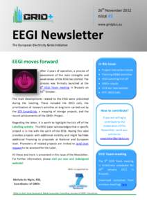 26th November 2012 ISSUE #2 www.gridplus.eu EEGI Newsletter The European Electricity Grids Initiative