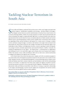 Tackling Nuclear Terrorism in South Asia BY FEROZ HASSAN KHAN AND EMILY BURKE S