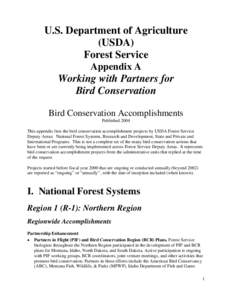 U.S. Department of Agriculture (USDA) Forest Service Appendix A  Working with Partners for