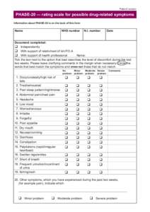 Patient version  PHASE-20 — rating scale for possible drug-related symptoms Information about PHASE-20 is on the back of this form  Name