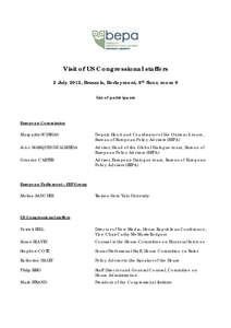 Visit of US Congressional staffers 2 July 2012, Brussels, Berlaymont, 9th floor, room 9 List of participants European Commission Margaritis SCHINAS