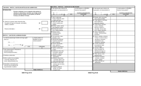 SECCIÓN 6. PARTE B. GASTOS EN ARTÍCULOS NO ALIMENTICIOS INTRODUCCIÓN: De aquí en adelante, le voy a preguntar sobre gastos en artículos no alimenticios y servicios que el hogar realizó durante la semana pasada, el 