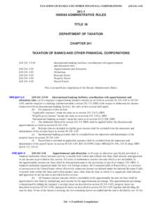 TAXATION OF BANKS AND OTHER FINANCIAL CORPORATIONS  §[removed] HAWAII ADMINISTRATIVE RULES