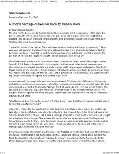 Author's heritage draws her back to Cuba's Jews[removed] ...