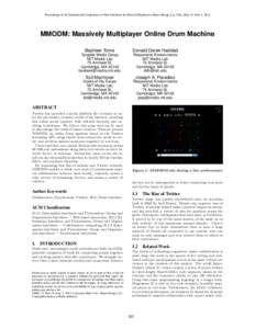 Proceedings of the International Conference on New Interfaces for Musical Expression, Baton Rouge, LA, USA, May 31-June 3, 2015  MMODM: Massively Multiplayer Online Drum Machine Basheer Tome  Tangible Media Group