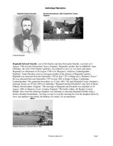 Individual Narrative Reginald Edward Smythe Smythe Homestead, Little Chesterford, Essex, England