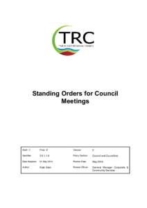 Standing Orders for Council Meetings Draft   Final 