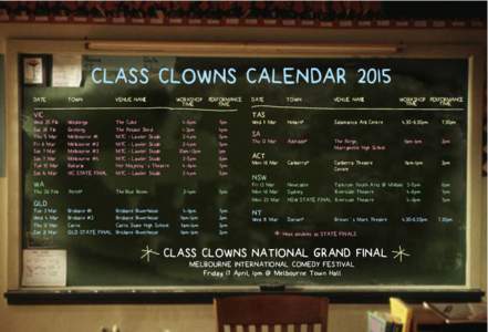 CLASS	 
   CLOWNS	 
   CALENDAR 
   2015 DATE	 
   