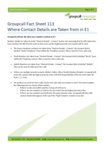 Contact Details from E1  Page 1 of 2 Groupcall Fact Sheet 113 Where Contact Details are Taken from in E1