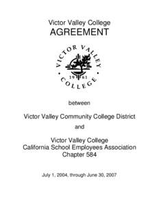 Victor Valley College  AGREEMENT between