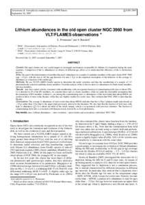 c ESOAstronomy & Astrophysics manuscript no. n3960˙flames September 10, 2007  Lithium abundances in the old open cluster NGC 3960 from