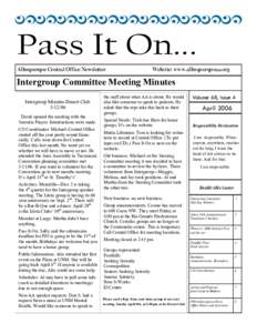 Pass It On... Albuquerque Central Office Newsletter Website: www.albuquerqueaa.org  Intergroup Committee Meeting Minutes