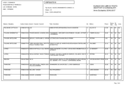 VBPS007019  LICEO L. COBIANCHI PIAZZA MARTIRI DI TRAREGO 8 LOC. VERBANIA - INTRA