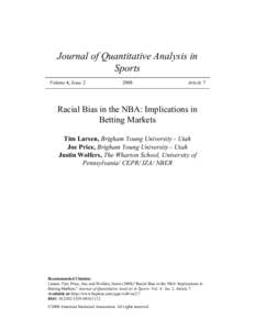 Journal of Quantitative Analysis in Sports Volume 4, Issue[removed]