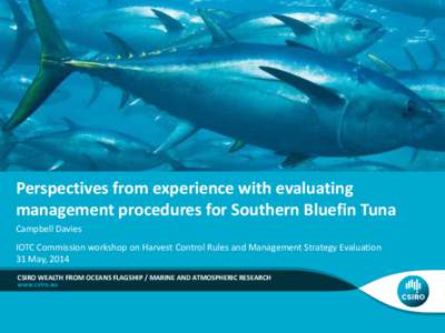 Perspectives from experience with evaluating management procedures for Southern Bluefin Tuna Campbell Davies IOTC Commission workshop on Harvest Control Rules and Management Strategy Evaluation 31 May, 2014 CSIRO WEALTH 