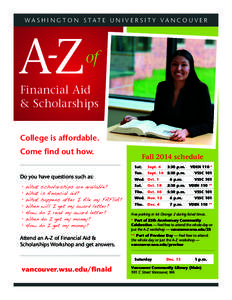 WASHINGTON STATE UNIVERSITY VANCOUVER  of AZ Financial Aid & Scholarships