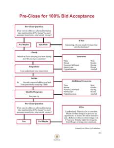 Pre-Close for 100% Bid Acceptance Pre-Close Question If we were to offer you a formal invitation into membership of Phi Kappa Tau next semester/month/etc, what would you say? If Yes