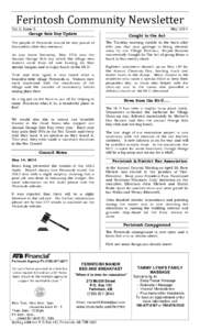 Ferintosh	Community	Newsletter	 Vol 1: Issue 5 May[removed]Garage Sale Day Update