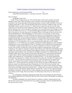 Southern Campaigns American Revolution Pension Statements & Rosters Pension Application of John Davidson S8304 VA Transcribed and annotated by C. Leon Harris. Revised 15 Aug[removed]State of Virginia Rockbridge County Virg