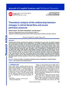 Journal of Coupled Systems and Multiscale Dynamics doi:jcsmdCopyright © 2015 by American Scientific Publishers All rights reserved. Printed in the United States of America