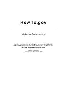 HowTo.gov Governance, Standard Operating Procedures & User Guide