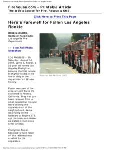 Firehouse.com Article: Hero's Farewell for Fallen Los Angeles Rookie