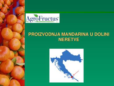 PROIZVODNJA MANDARINA U DOLINI NERETVE DOLINA NERETVE Ukupna proizvodnja pod mandarinama[removed]ha Proizvodnja u tonama: