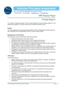 Victorian Principals Association Unit 2, 13-21 Vale Street, North Melbourne Victoria 3051, Australia t: ([removed]f: ([removed]