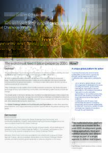 Global Challenge Initiative  Food Security and Agriculture The world must feed 9 billion people byHow? Overview