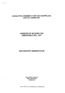 LEGISLATIVE ASSEMBLY FOR THE AUSTRALIAN CAPITAL TERRITORY FREEDOM OF INFORMATION (AMENDMENT) BILL 1997