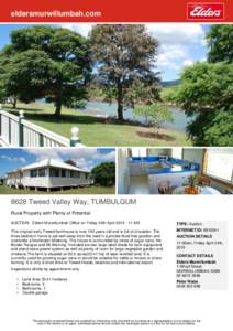 eldersmurwillumbah.com[removed]Tweed Valley Way, TUMBULGUM Rural Property with Plenty of Potential AUCTION - Elders Murwillumbah Office on Friday 24th April[removed]AM