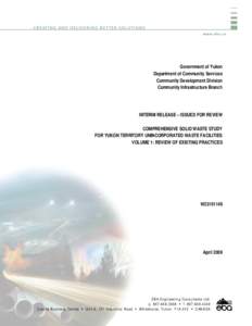 Government of Yukon Department of Community Services Community Development Division Community Infrastructure Branch  INTERIM RELEASE – ISSUED FOR REVIEW
