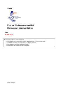 Aude  État de l’intercommunalité