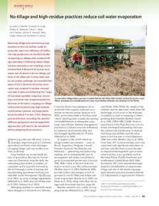 Research Article ▼ No-tillage and high-residue practices reduce soil water evaporation  Reducing tillage and maintaining crop