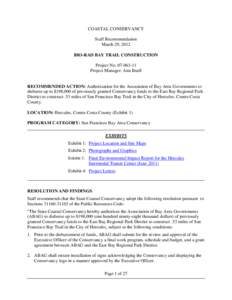 COASTAL CONSERVANCY Staff Recommendation March 29, 2012 BIO-RAD BAY TRAIL CONSTRUCTION Project No[removed]Project Manager: Ann Buell