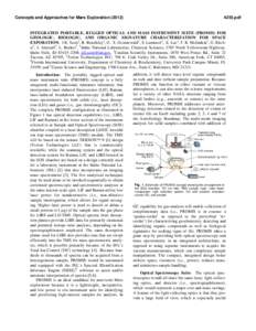 Concepts and Approaches for Mars Exploration[removed]pdf INTEGRATED PORTABLE, RUGGED OPTICAL AND MASS INSTRUMENT SUITE (PROMIS) FOR GEOLOGIC, BIOLOGIC, AND ORGANIC SIGNATURE CHARACTERIZATION FOR SPACE