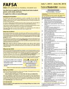 Taxation in the United States / Student financial aid / Government / Education in the United States / Education / Tax forms / Internal Revenue Service / Expected Family Contribution / United States Department of Education / Form / FAFSA / IRS tax forms