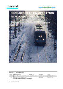 HIGH-SPEED TRAIN OPERATION IN WINTER CLIMATE A STUDY ON WINTER RELATED PROBLEMS AND