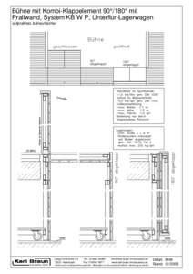 Bühne mit Kombi-Klappelement 90°/180° mit Prallwand, System KB W P, Unterflur-Lagerwagen aufprallfest, ballwurfsicher Karl Braun Innenausbau GmbH