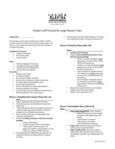 Rotator Cuff Protocol for Large‐Massive Tears      Surgery Date:_________________   