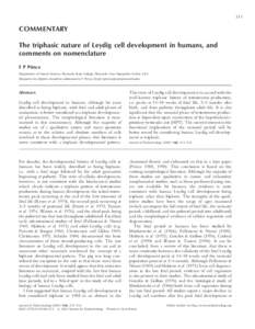 213  COMMENTARY The triphasic nature of Leydig cell development in humans, and comments on nomenclature F P Prince