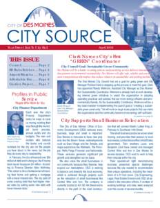 April[removed]Your Direct Link To City Hall THIS ISSUE Council ................... Page 2