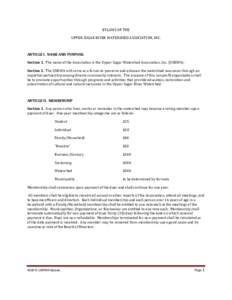 BYLAWS OF THE  UPPER SUGAR RIVER WATERSHED ASSOCIATION, INC. ARTICLE I. NAME AND PURPOSE. Section 1. The name of the Association is the Upper Sugar Watershed Association, Inc. (USRWA).