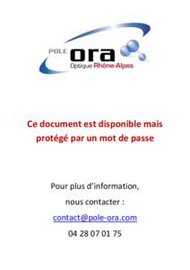 Ce document est disponible mais protégé par un mot de passe Pour plus d’information, nous contacter : 